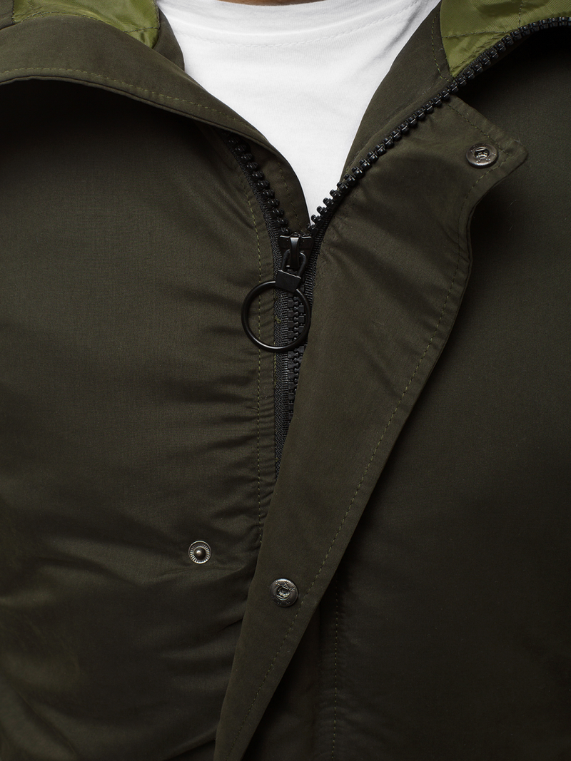 Férfi téli kabát sötét-zöld OZONEE JS/2019005