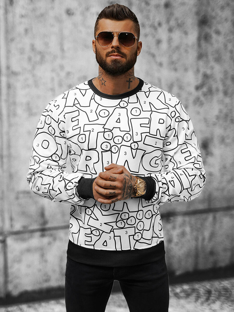 Férfi Pulóver Fehér OZONEE JS/8B1136/1