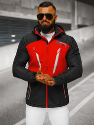 Férfi kapucnis softshell kabát fekete-piros OZONEE JS/HH022/1C