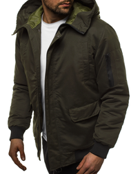 Férfi téli kabát sötét-zöld OZONEE JS/2019005