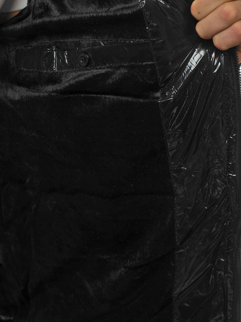 Férfi steppelt téli kabát fekete OZONEE N/6463