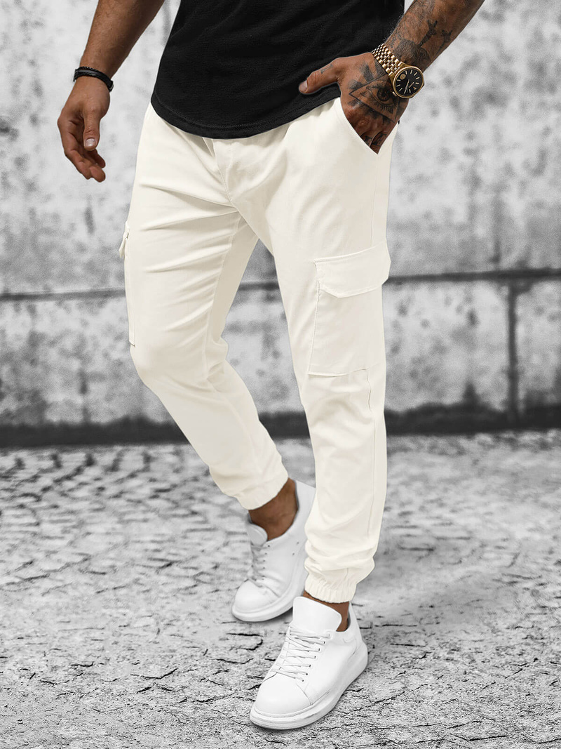 Férfi Chino Nadrág Ekrü OZONEE O/P4051