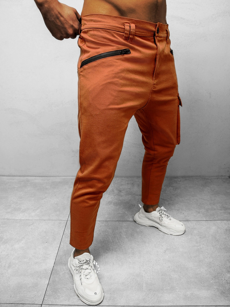 Férfi chino nadrág Sötét-Camel OZONEE B/20005SP