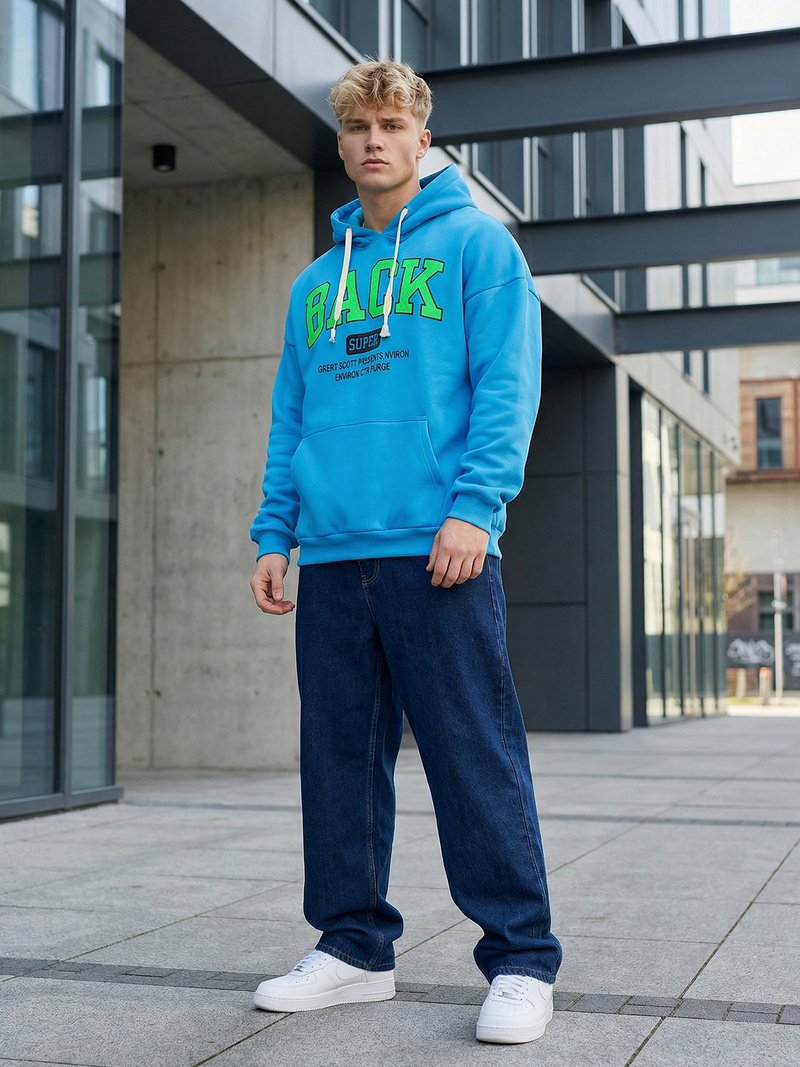 Férfi kapucnis felső kék OZONEE O/TT30513Z