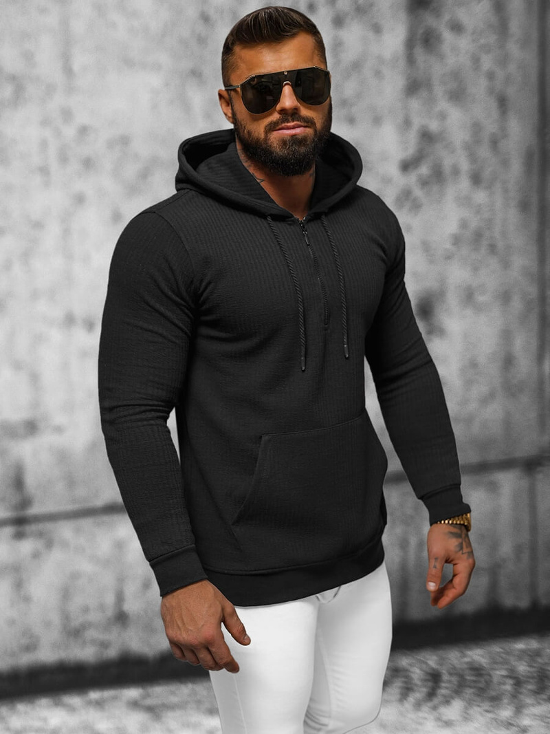 Férfi kapucnis felső fekete OZONEE O/TB2273