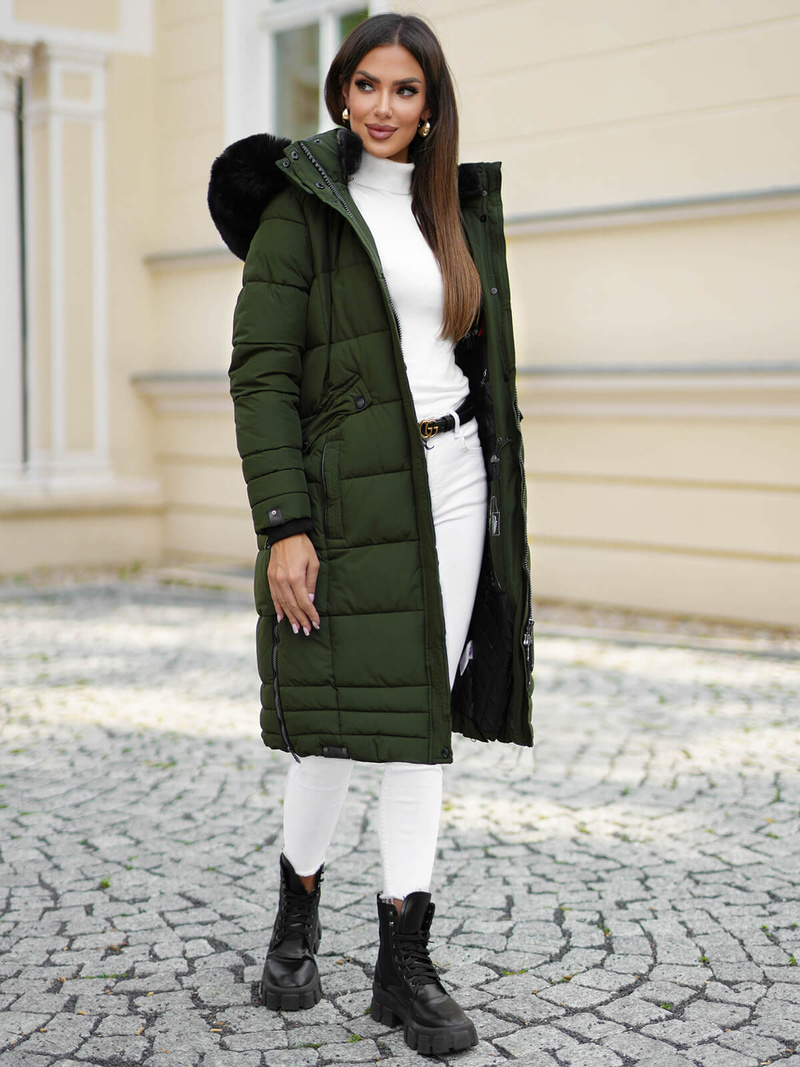 Női téli kabát khaki OZONEE O/W377Z