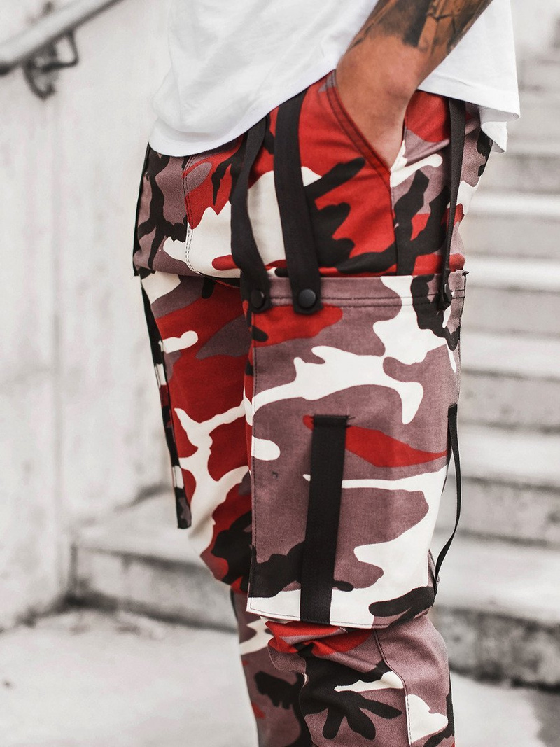 Férfi nadrág jogger bordó-bézs OZONEE O/11102