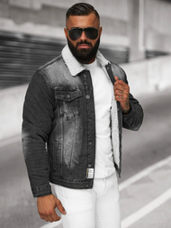 Férfi farmer dzseki SHERPA fekete OZONEE NB/MJ513N