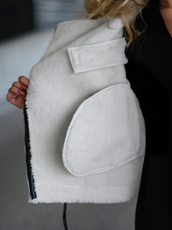 Női bőrdzseki fekete-fehér OZONEE JS/11Z8177Z