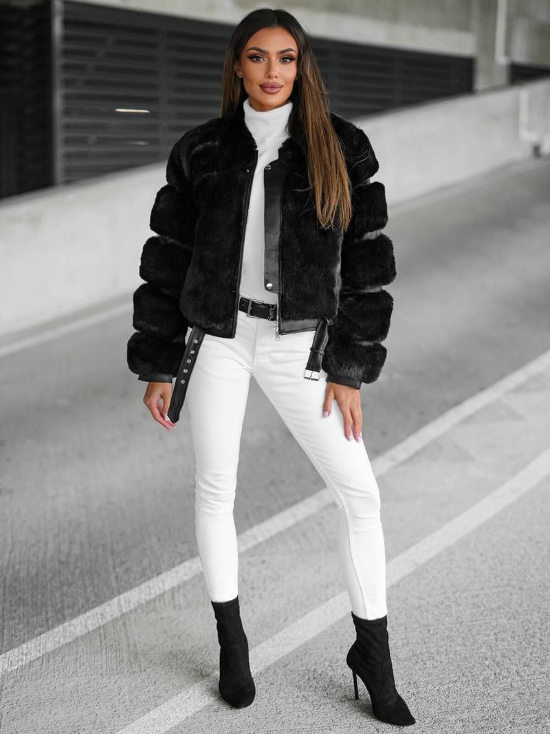 Női téli kabát fekete OZONEE JS/11Z8080Z