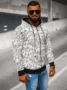 Férfi kapucnis pulóver fehér OZONEE JS/8B1182/1