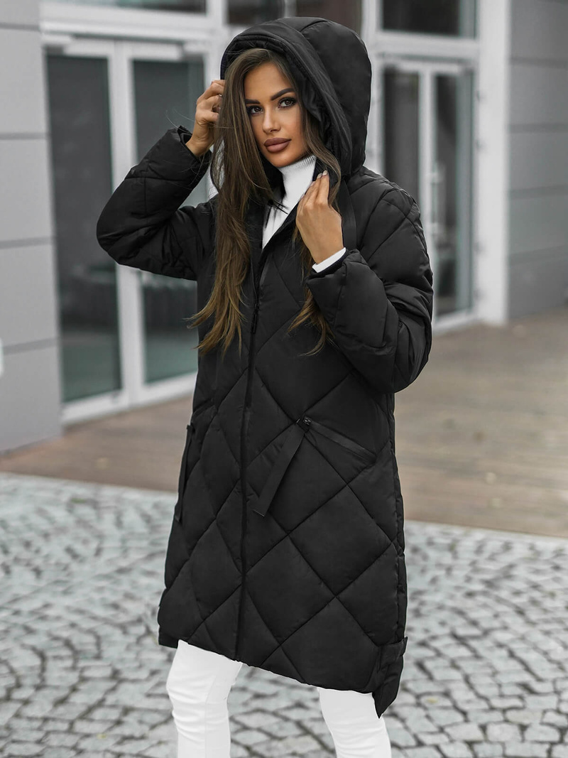 Női téli kabát fekete OZONEE JS/5M3168/392Z