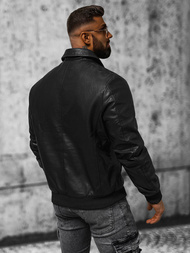 Férfi bőrdzseki fekete OZONEE JB/JP1178Z