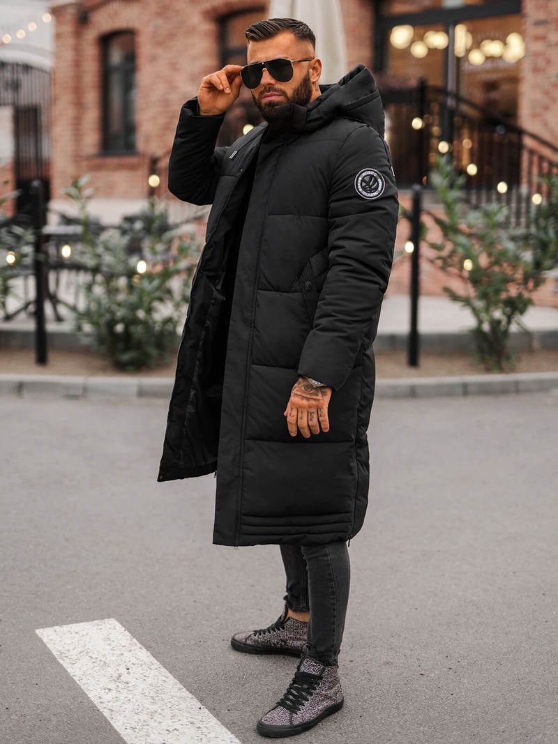 Férfi téli kabát fekete OZONEE JS/19M1290/392