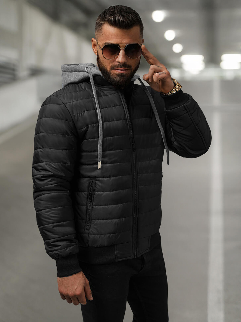 Férfi kabát fekete OZONEE JS/8M985/392