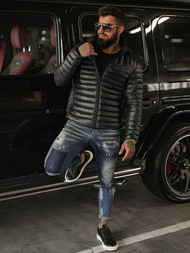 Férfi Steppelt Kabát Fekete OZONEE JS/16M9336/392BZ