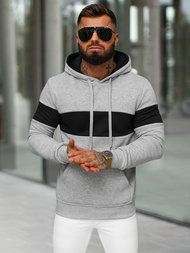 Férfi kapucnis felső szürke OZONEE JS/8B1316/2