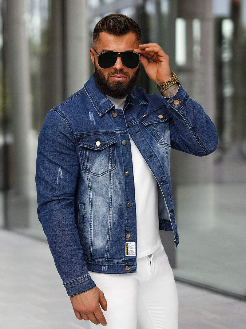 Férfi Farmer Dzseki Sötét-Kék OZONEE NB/MJ525BSZ