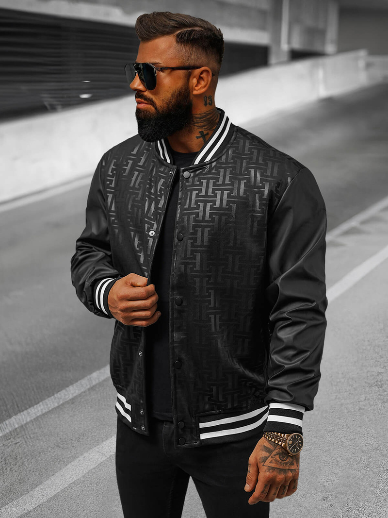 Férfi átmeneti bomber dzseki fekete OZONEE O/3A172Z