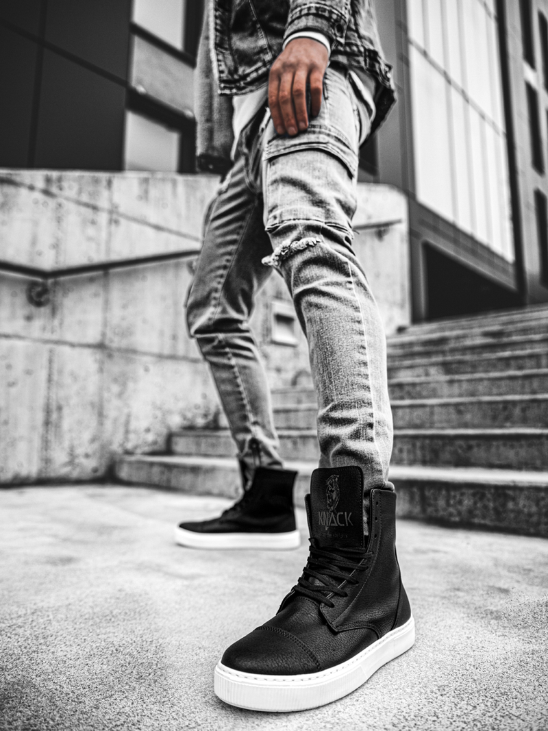 Férfi magasszárú sneakersek Fekete-fehér OZONEE KN/022