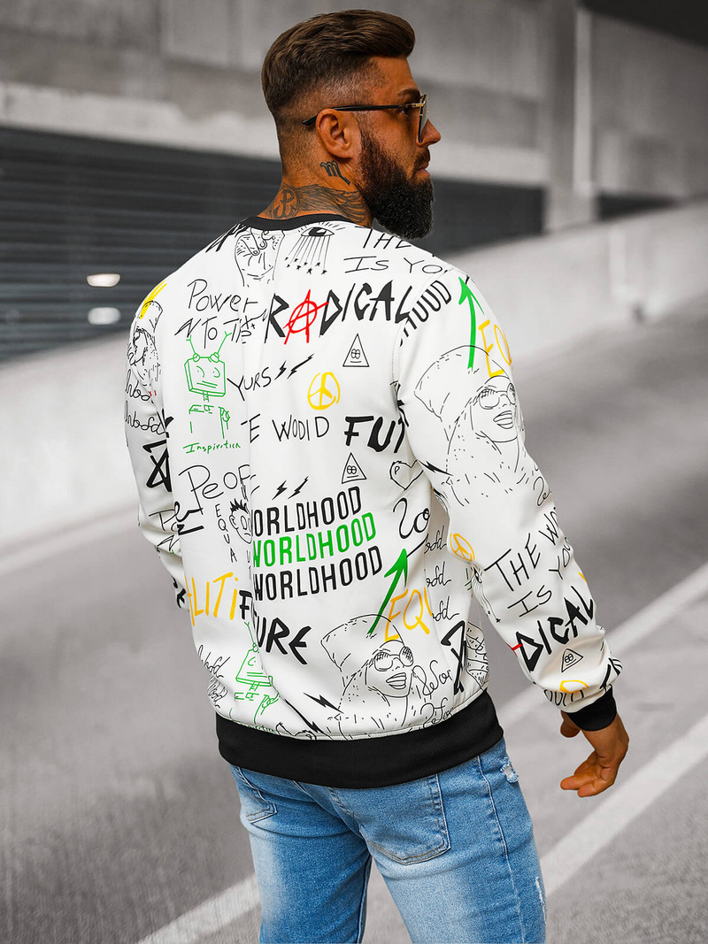 Férfi Pulóver Fehér OZONEE JS/8B1228/1