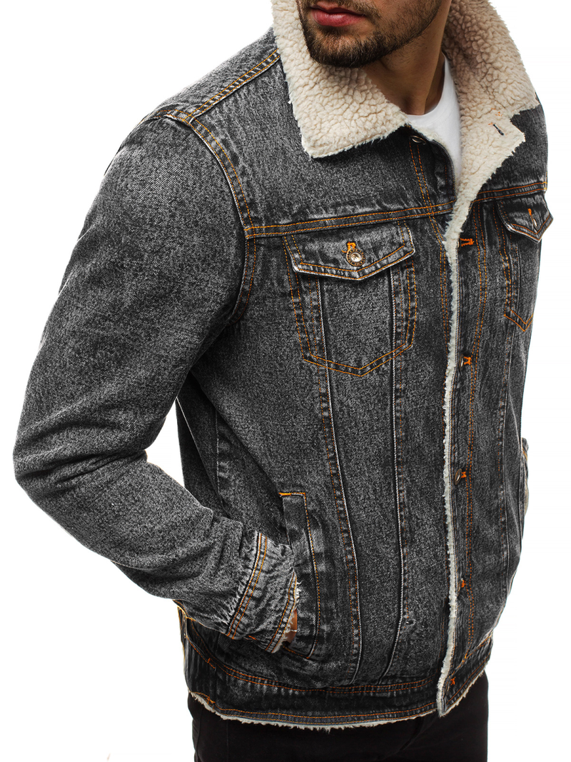 Férfi farmer dzseki grafit OZONEE JB/JP1109