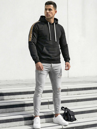 Férfi kapucnis felső fekete OZONEE JS/8B1730/3Z