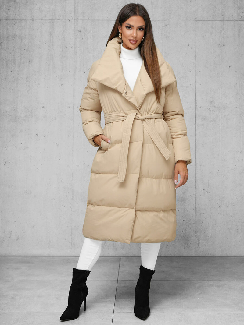 Női téli kabát bézs OZONEE JS/M737/62Z