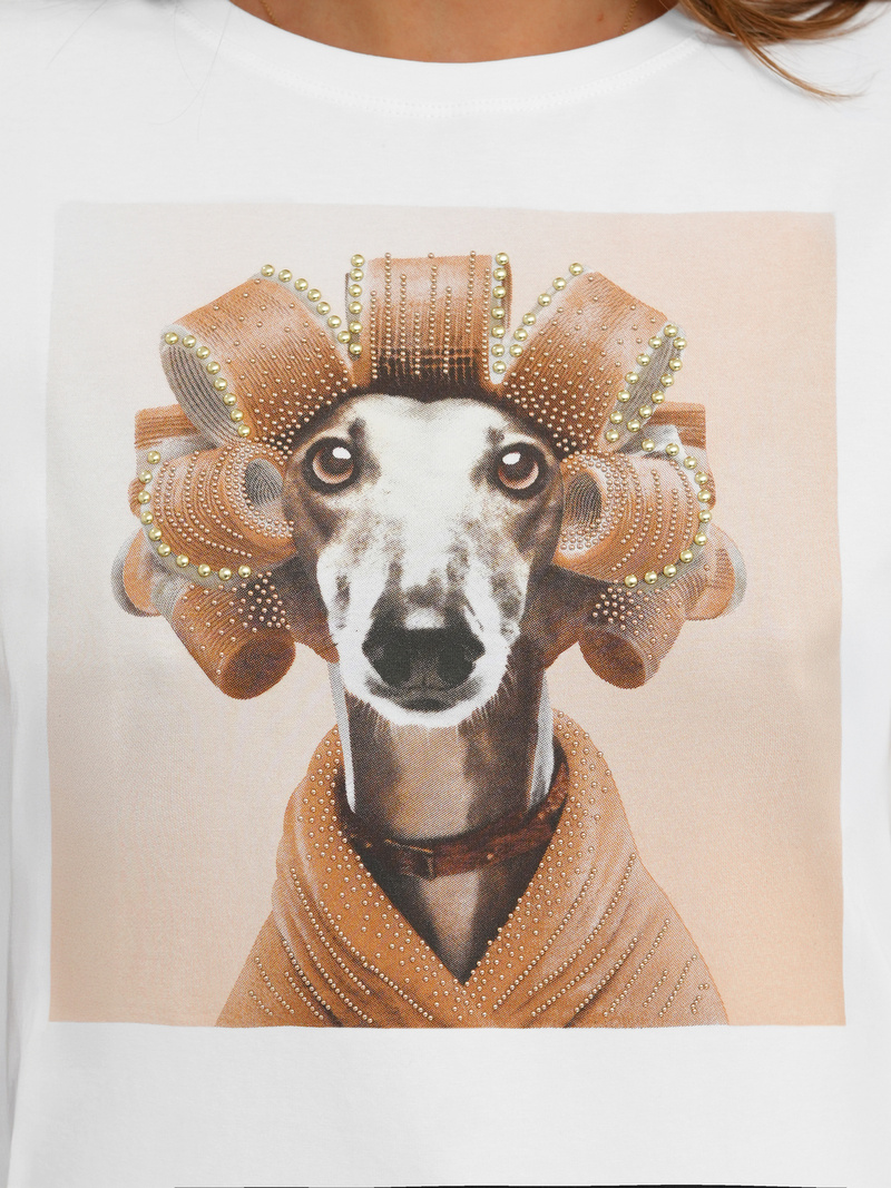 Női polo fehér-bézs OZONEE JS/YJ77726