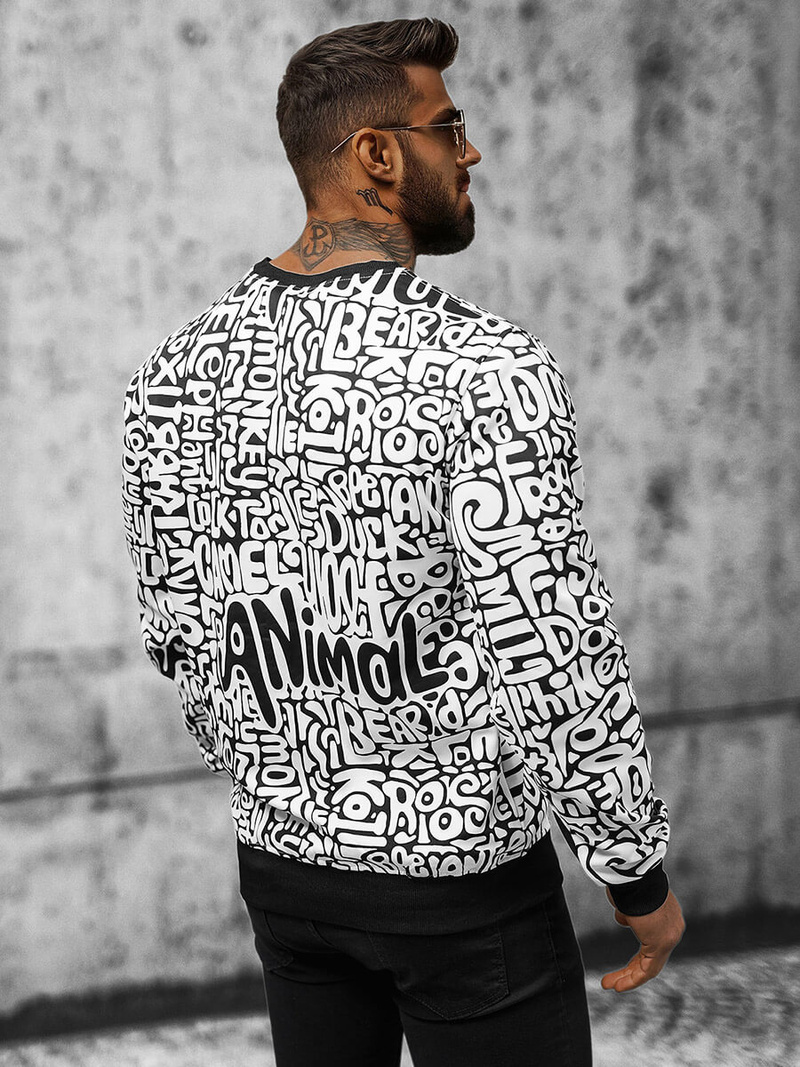 Férfi Pulóver Fehér OZONEE JS/8B1131/1