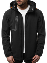 Férfi kapucnis softshell kabát fekete-narancs OZONEE GE/12267