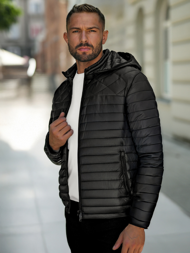 Férfi Steppelt Kabát Fekete OZONEE JS/16M9328/392B