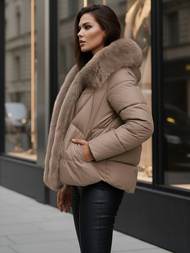 Női téli kabát sötét-bézs OZONEE O/16M9179/84