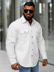 Férfi Farmer Ing Fehér OZONEE L/CA777/2