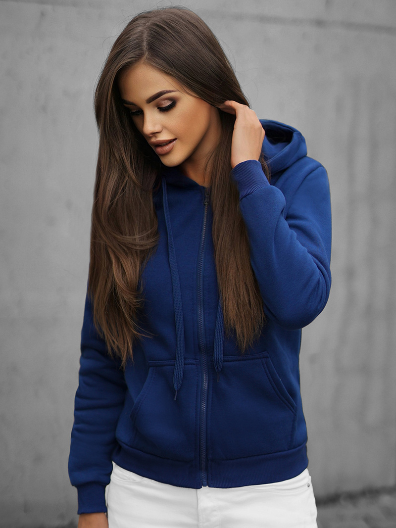 Női kapucnis pulóver Kobalt/2 OZONEE JS/W03/66Z