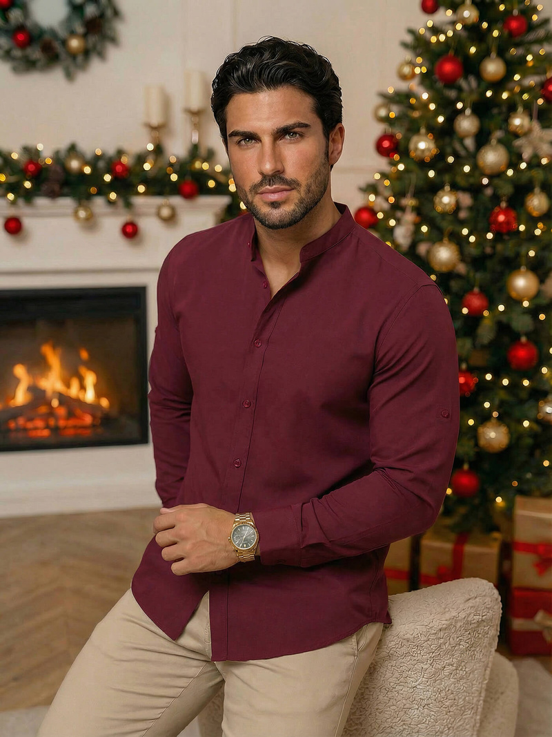 Férfi Ing Bordó OZONEE O/V57Z