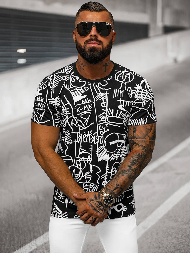 Férfi Póló Fekete OZONEE O/T1269/3