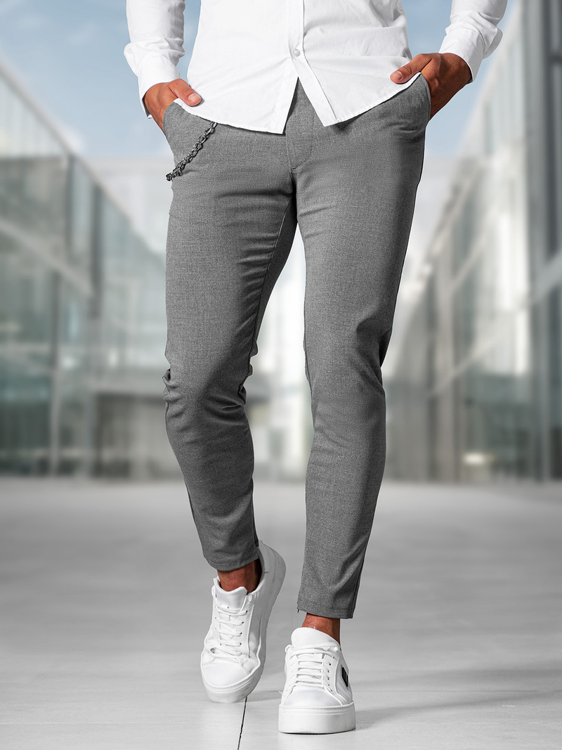 Férfi chino nadrág sötét-szürke OZONEE DJ/3300Z