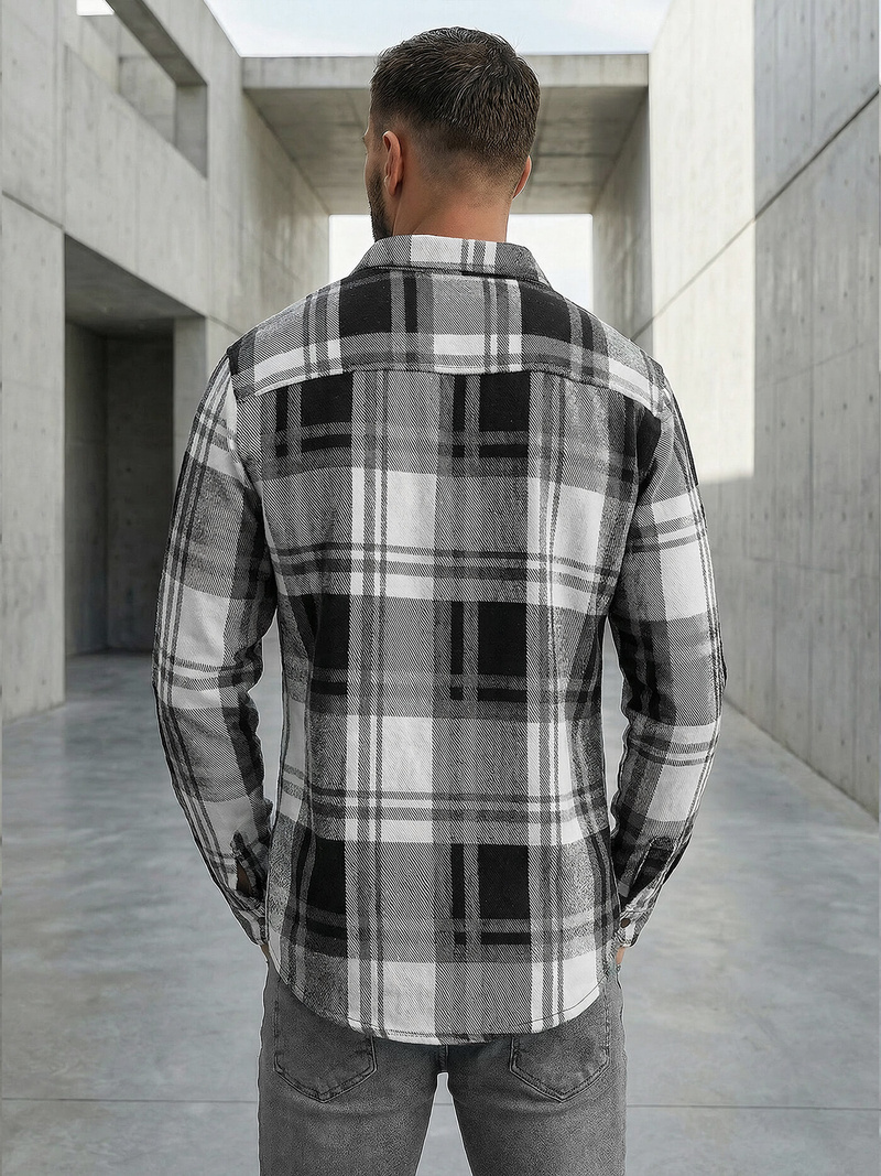 Férfi Ing fekete-fehér OZONEE NB/MC728N/3Z