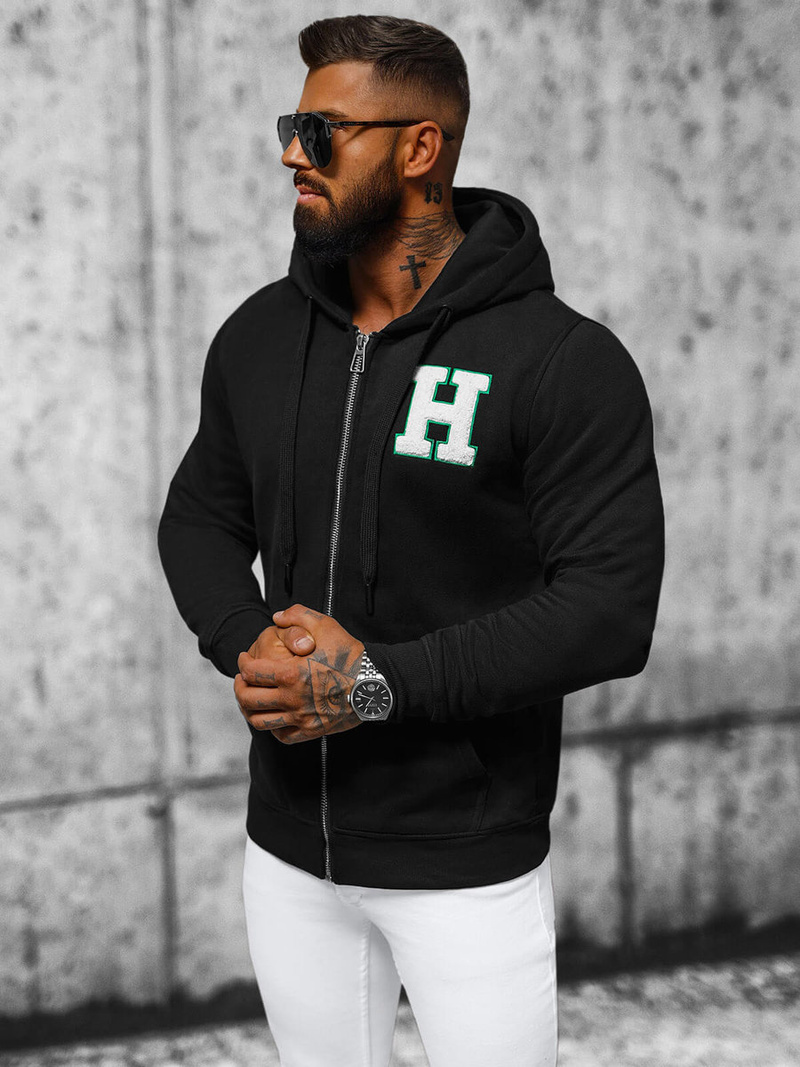 Férfi kapucnis pulóver Fekete OZONEE NB/MF2006