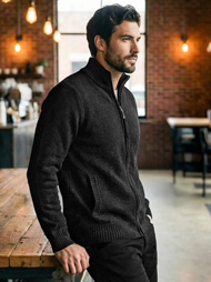 Férfi Pulóver Fekete OZONEE JS/59B3611/3