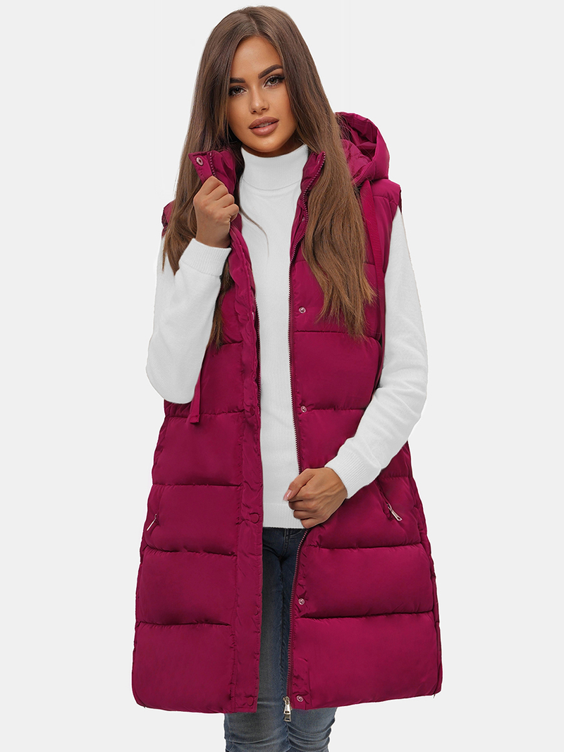 Női hosszú mellény bordó OZONEE O/81276