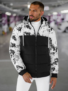 Férfi téli parka kabát fehér–fekete OZONEE JS/31M5030/392Z
