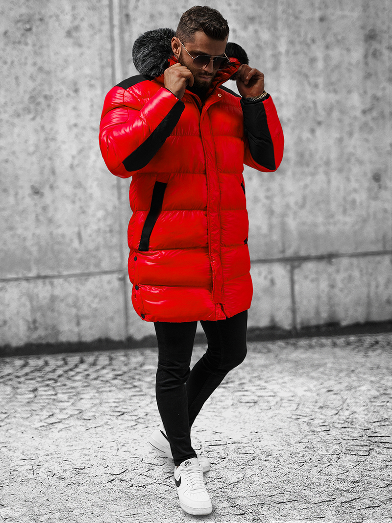 Férfi téli kabát piros OZONEE O/M800Z