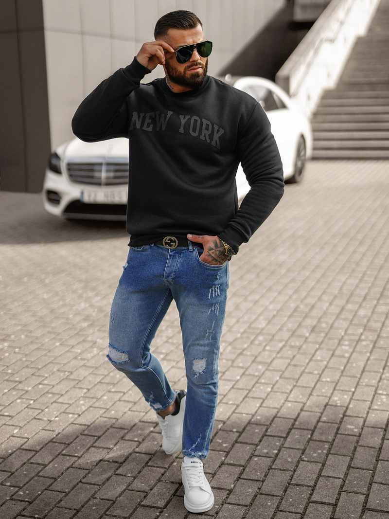 Férfi Melegítő Felső Fekete OZONEE JS/8B1362/3