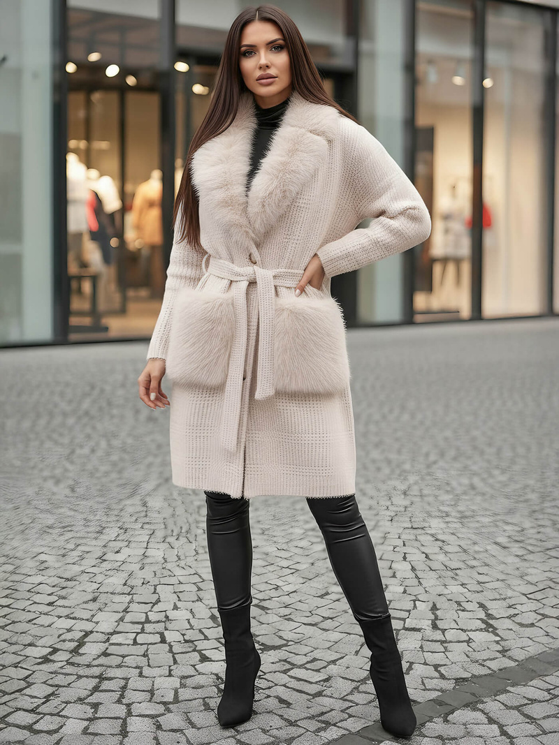 Női kabát bézs OZONEE JS/53M5200/155Z