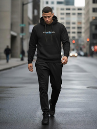 Férfi kapucnis felső fekete OZONEE JS/21B1901/3