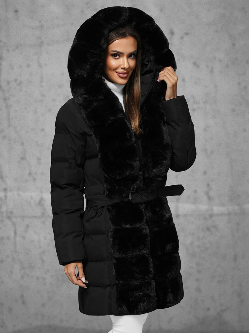 Női téli kabát fekete OZONEE JS/5M3158/392