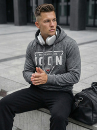 Férfi kapucnis felső grafit OZONEE JS/8B1737/5