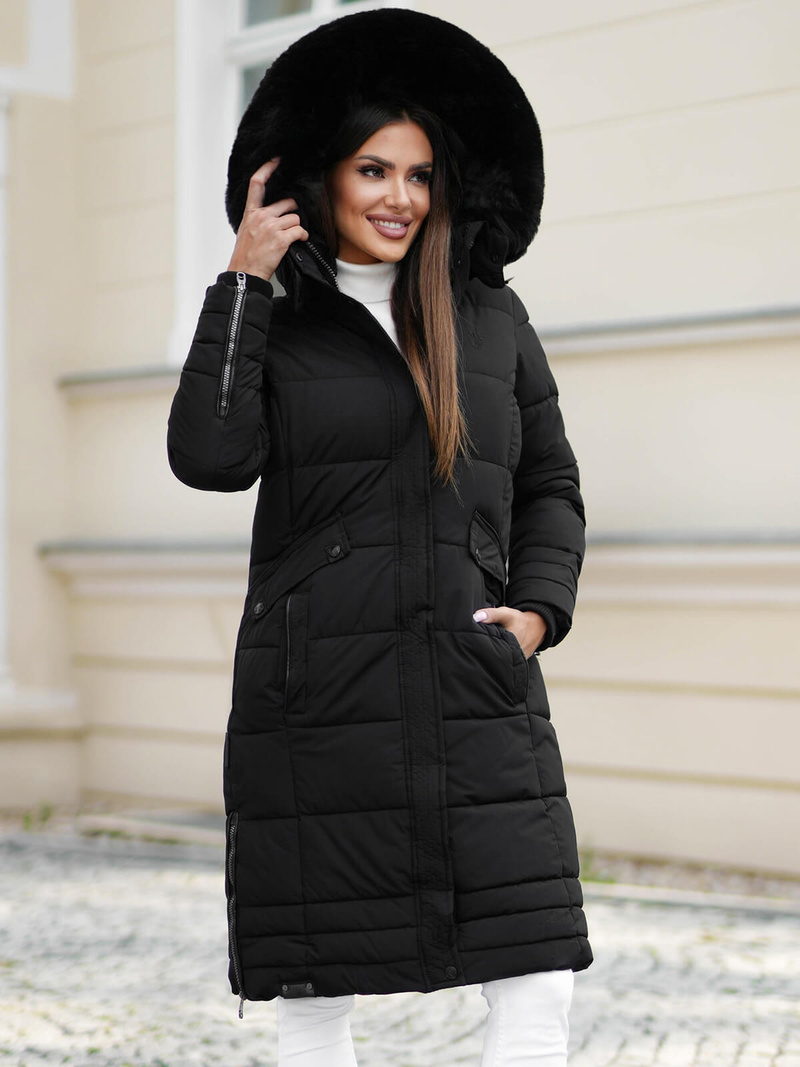 Női téli kabát fekete OZONEE O/W377Z